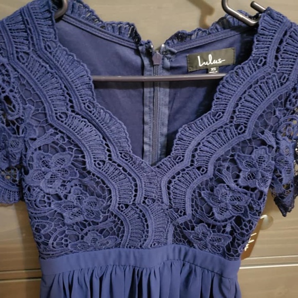 Lulu's Angel in Disguise Lace Skater Dress - Navy - Picture 3 of 4
